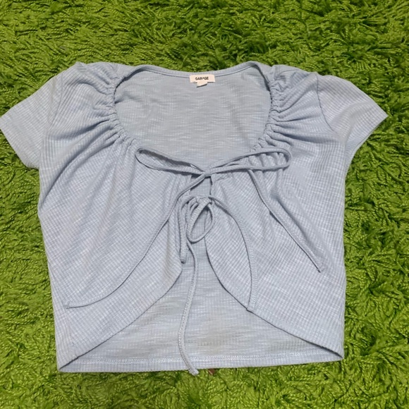 Baby blue garage tie top - Picture 2 of 3